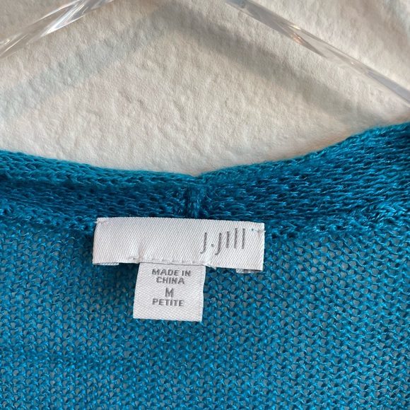 J. Jill Teal Open-Front Linen Blend Women's Sweater - Picture 4 of 6
